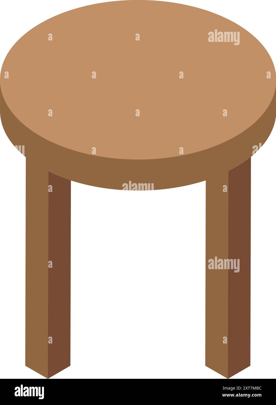 Ce tabouret rond en bois debout sur trois pieds icône isométrique est parfait pour tout projet nécessitant des visuels de meubles Illustration de Vecteur
