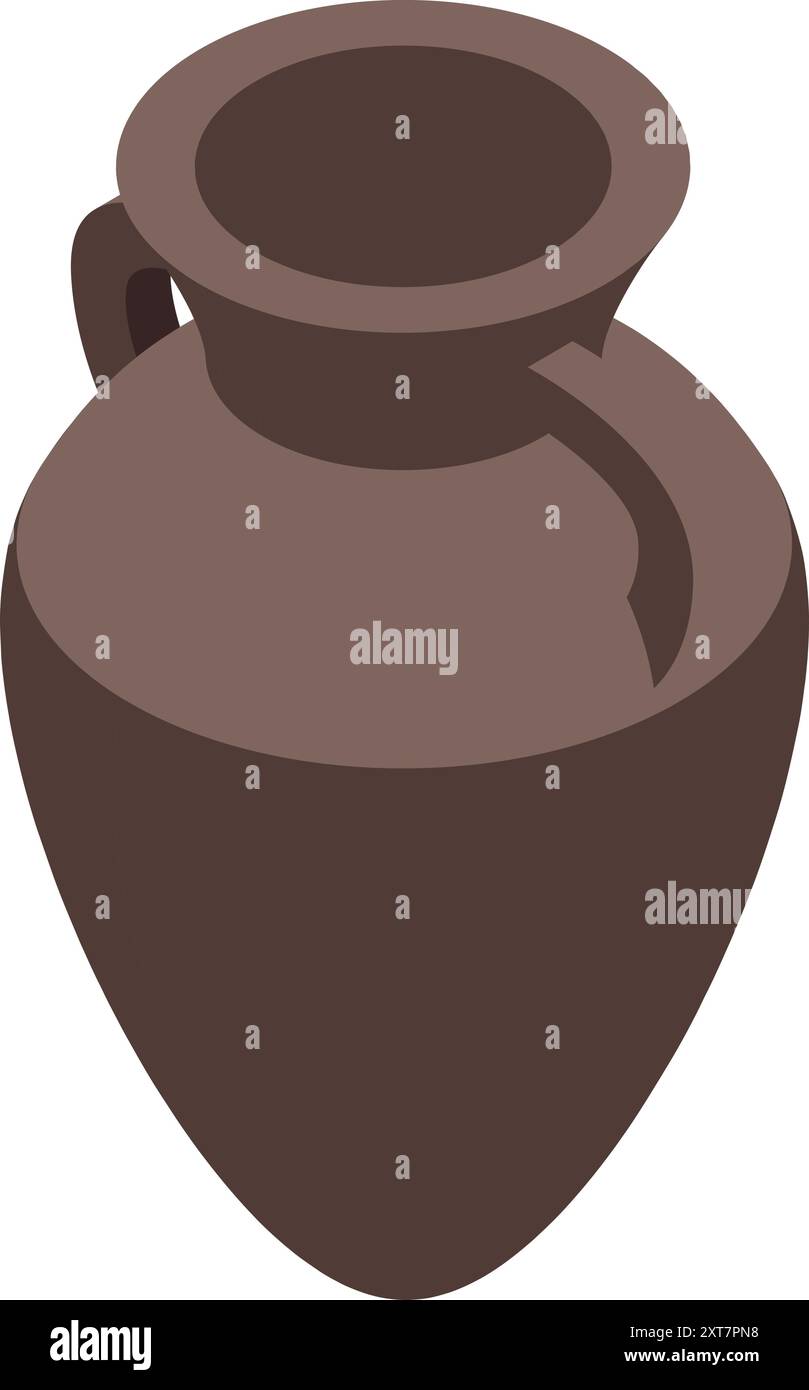 Vase simple en argile brun des temps anciens, isolé sur fond blanc Illustration de Vecteur