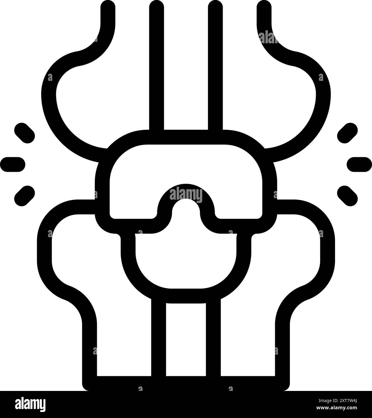 Icône de ligne d'un médecin utilisant la technologie vr pour examiner le genou d'un patient Illustration de Vecteur