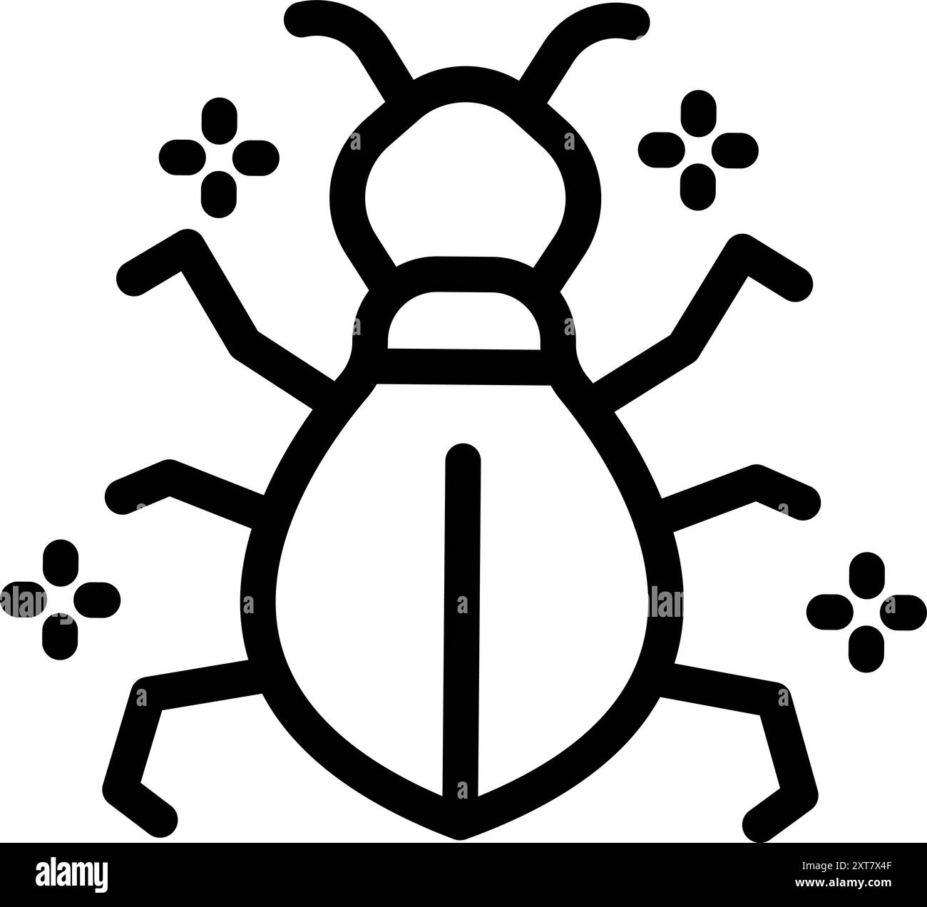 Simple dessin au trait logo d'un insecte entouré d'étincelles, transmettant un sentiment de propreté et de lutte antiparasitaire Illustration de Vecteur
