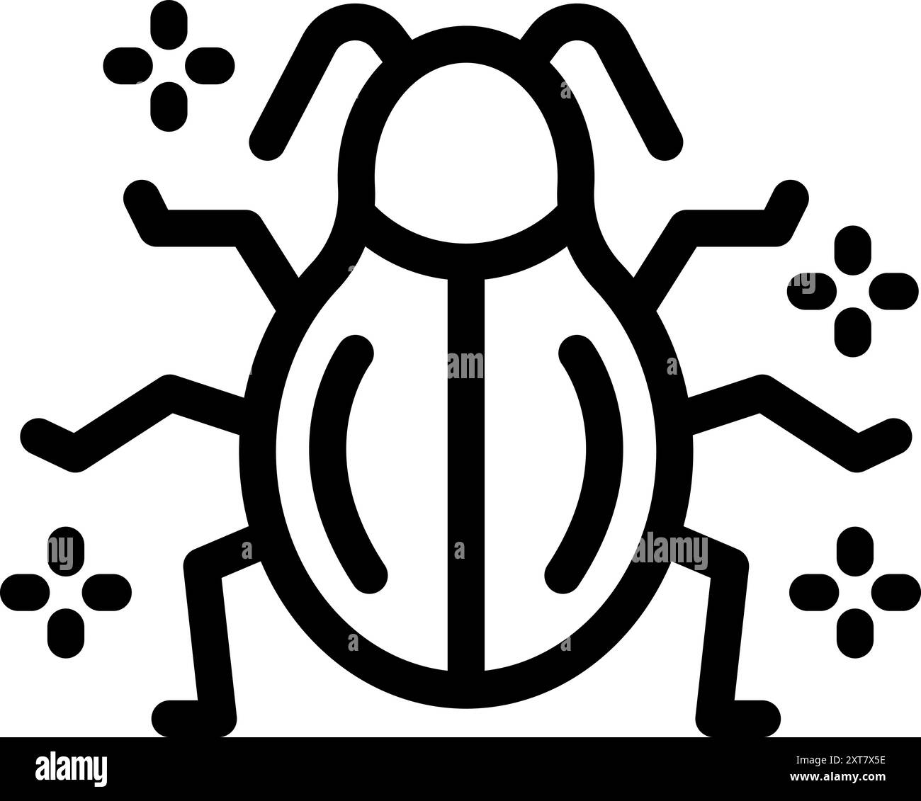 Icône stylisée d'un bug attaquant un réseau, représentant des menaces de cybersécurité Illustration de Vecteur