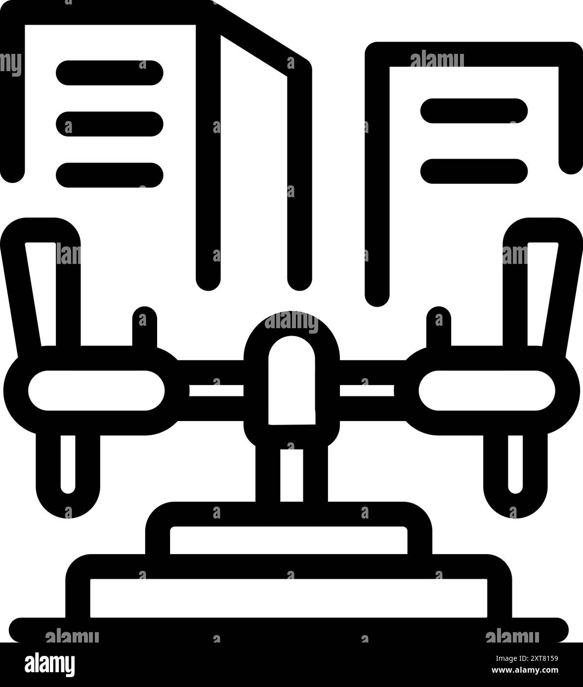 Balançoire équilibrant deux bâtiments, représentant le concept d'équilibre urbain Illustration de Vecteur