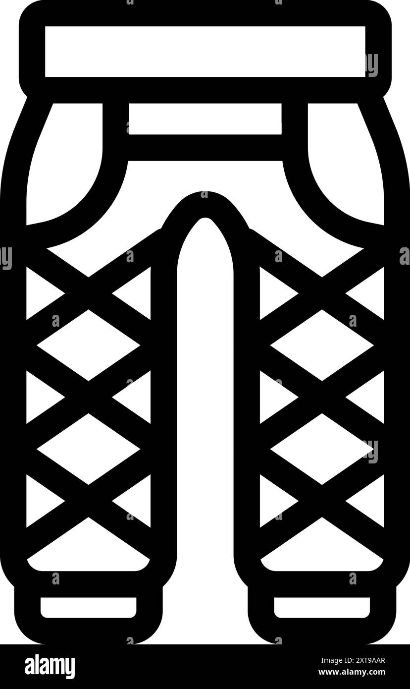 Icône vectorielle noir et blanc simple d'une paire de pantalons irlandais traditionnels avec un motif croisé Illustration de Vecteur