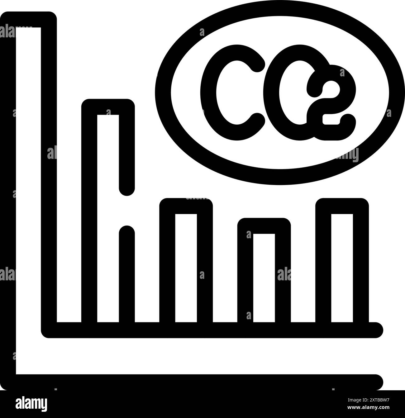 Icône de dessin au trait d'un graphique montrant les niveaux croissants d'émissions de co2 Illustration de Vecteur