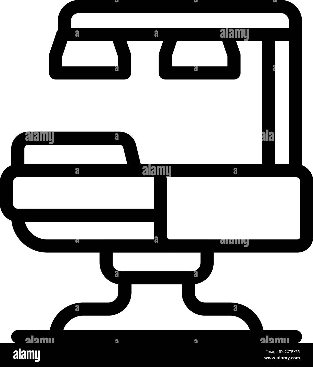 Table d'examen médical éclairée par des lampes chirurgicales en salle d'opération Illustration de Vecteur