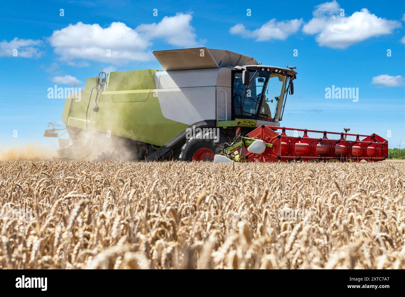 Moissonneuse-batteuse pendant la récolte de grain - 1971 Banque D'Images