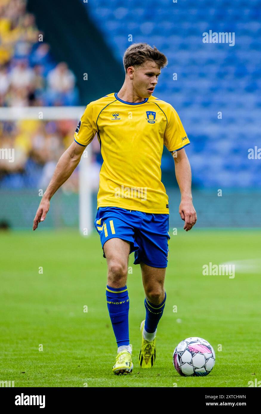 Brondby, Danemark. 11 août 2024. Filip Bundgaard (11 ans) de Broendby vu lors du match de 3F Superliga entre Broendby IF et Aarhus GF au Brondby Stadium. Banque D'Images