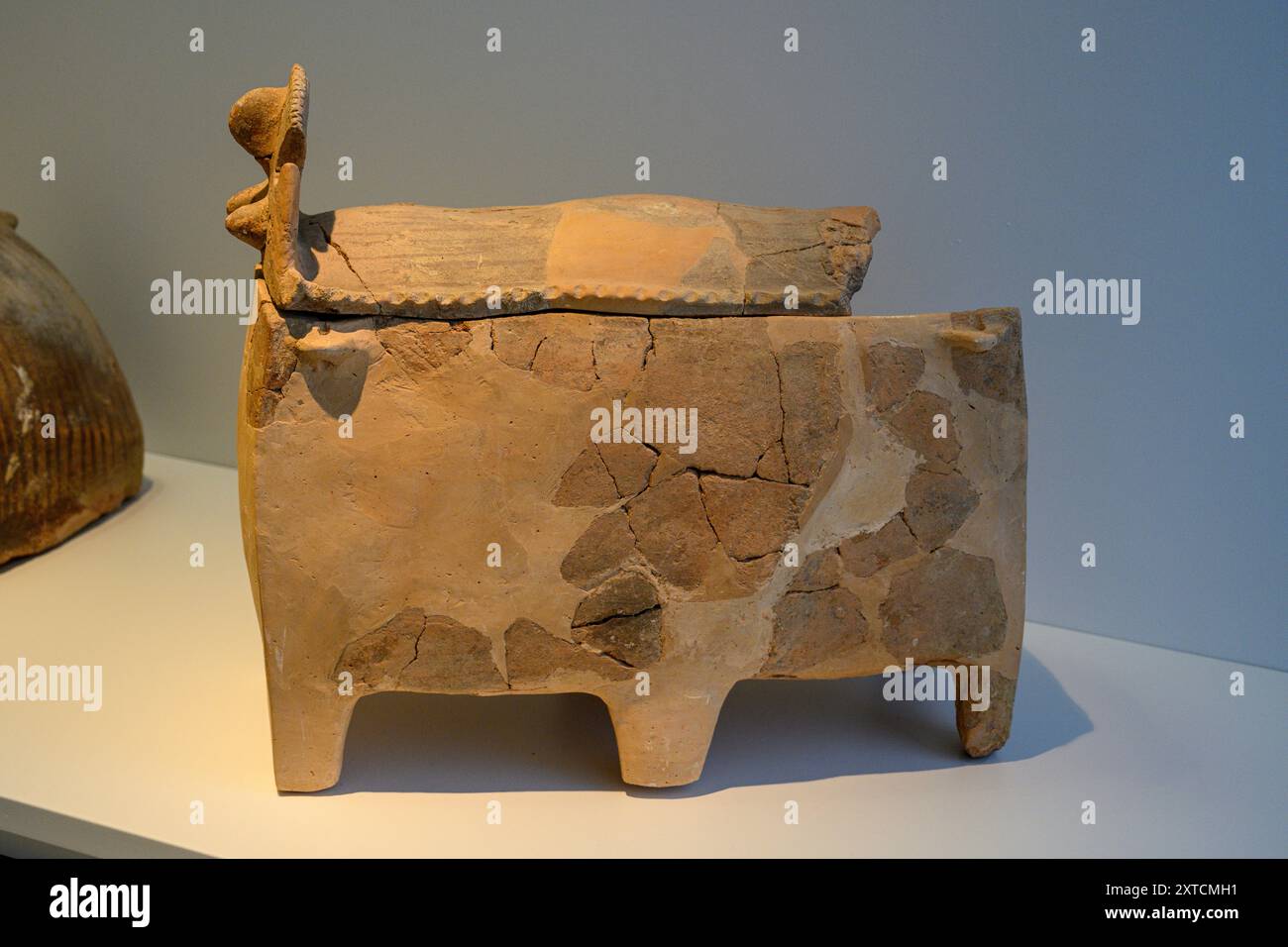 Peki'in, Galilée, Israël, 5e-4e millénaire av. J.-C., période chalcolithique tardive, la poterie une pratique funéraire. Après que le corps a décomposé les os sont col Banque D'Images