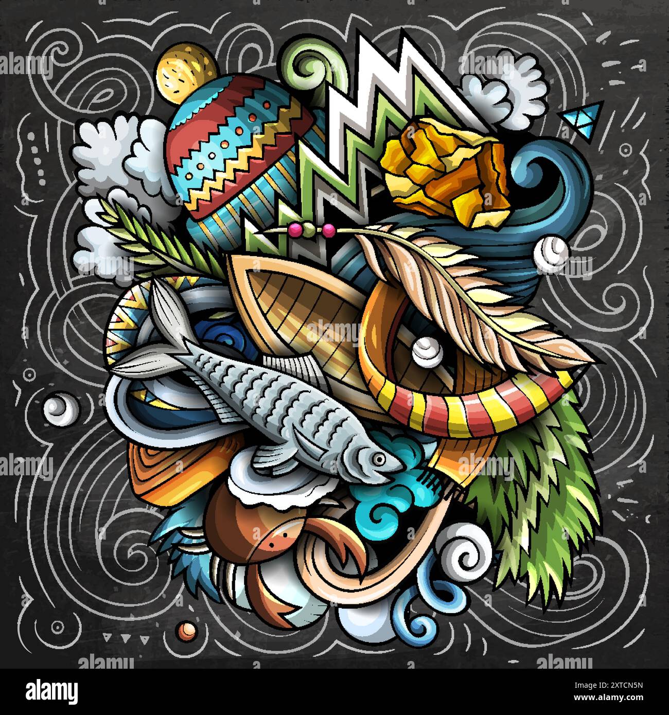 Dessin animé Alaska dessiné à la main illustration de doodle Illustration de Vecteur