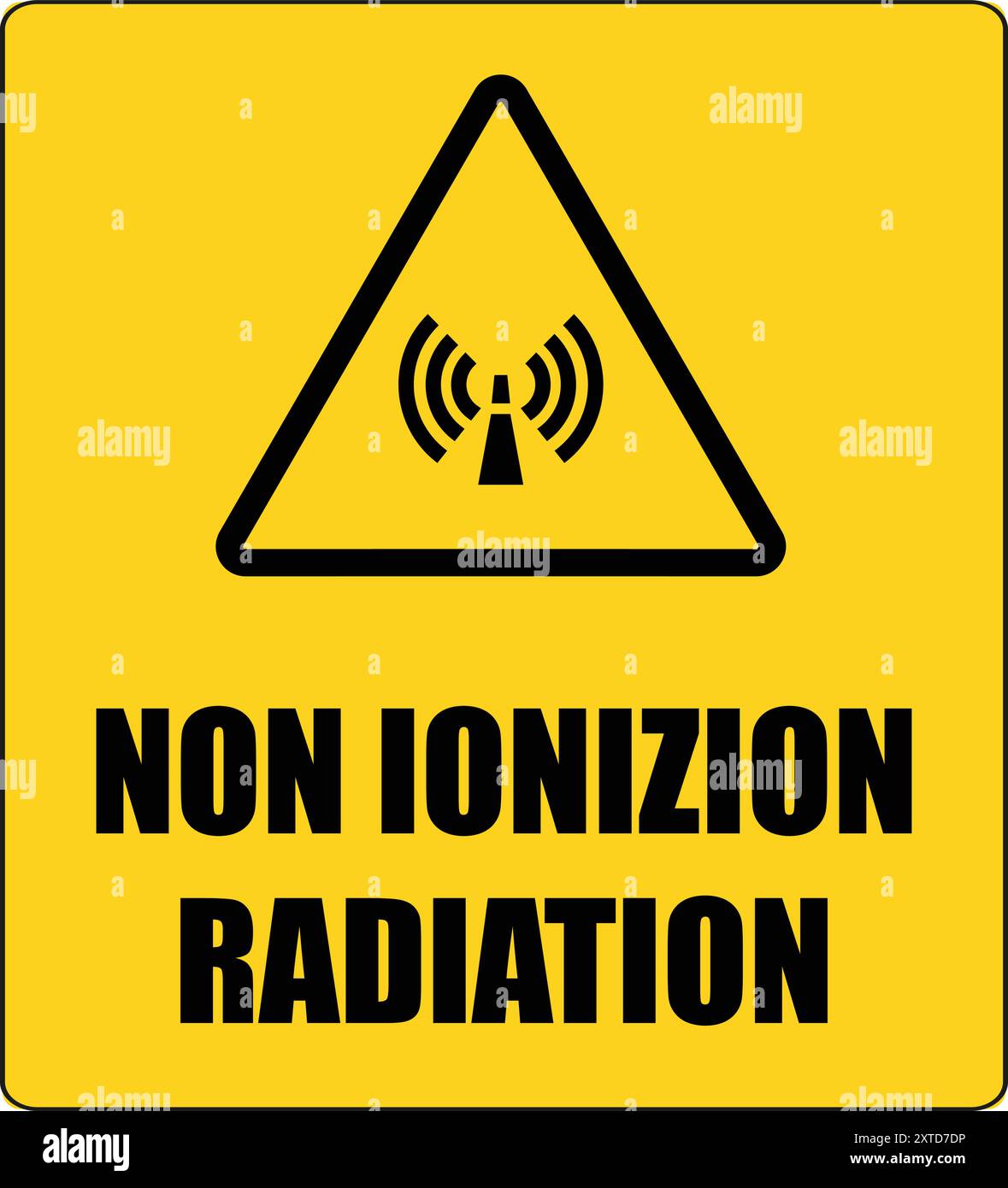 Symbole de carte de rayonnement non ionisant, indication de risque de rayonnement, attention rayonnement non ionisant, alerte d'exposition aux rayonnements, avertissement radiofréquence Illustration de Vecteur