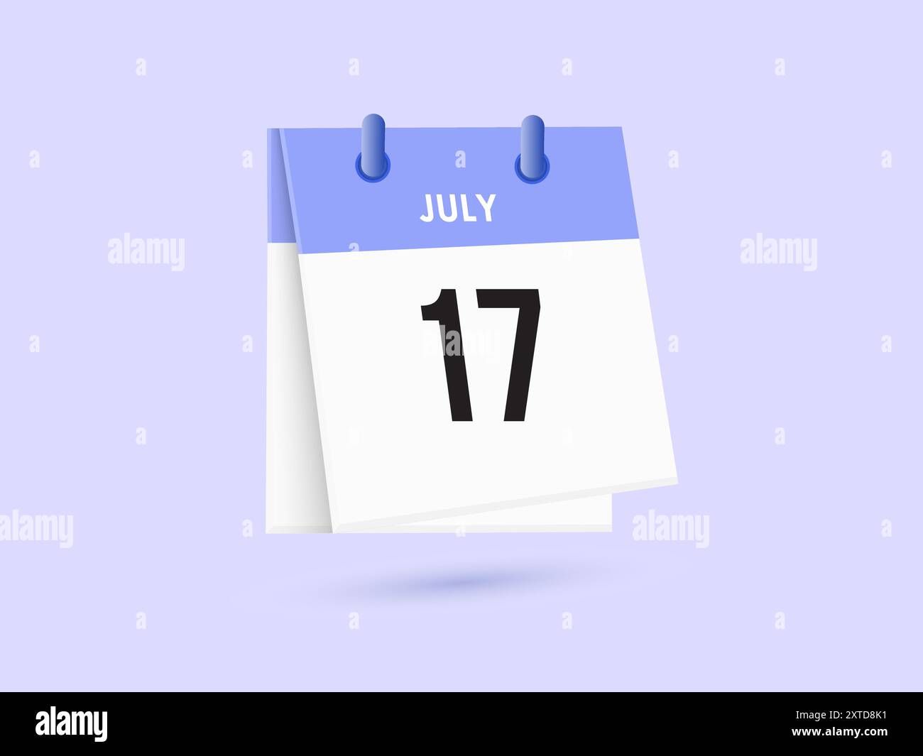 17 juillet - calendrier et planificateur de temps. Icône de rappel du calendrier quotidien. Illustration vectorielle. Illustration de Vecteur