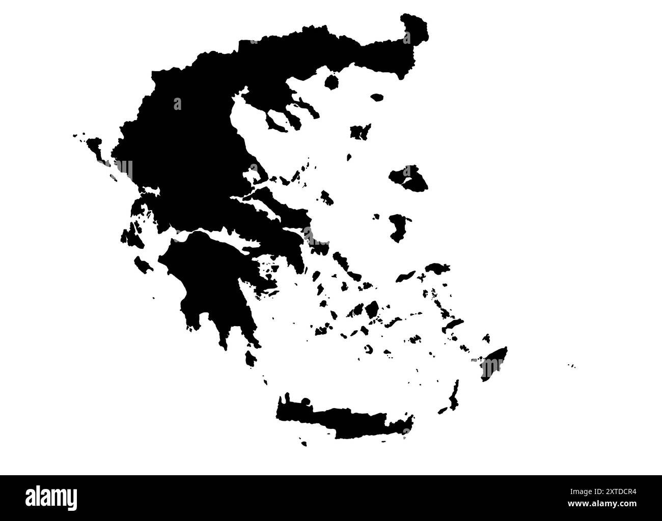 Illustration vectorielle, carte en noir et blanc du pays de la Grèce Banque D'Images