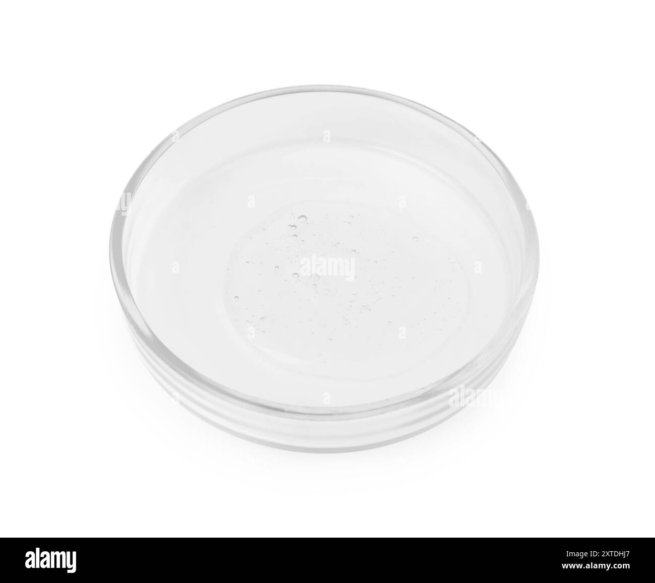 Boîte de Pétri avec échantillon isolé sur blanc Banque D'Images