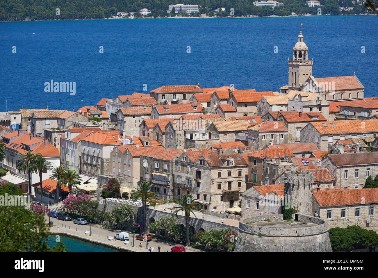 Vue du village fortifié de Korcula en Croatie Banque D'Images