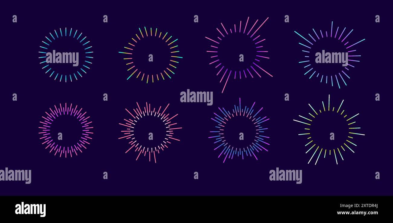 Ensemble d'égaliseurs de musique et d'ondes sonores circulaires. Illustration de Vecteur