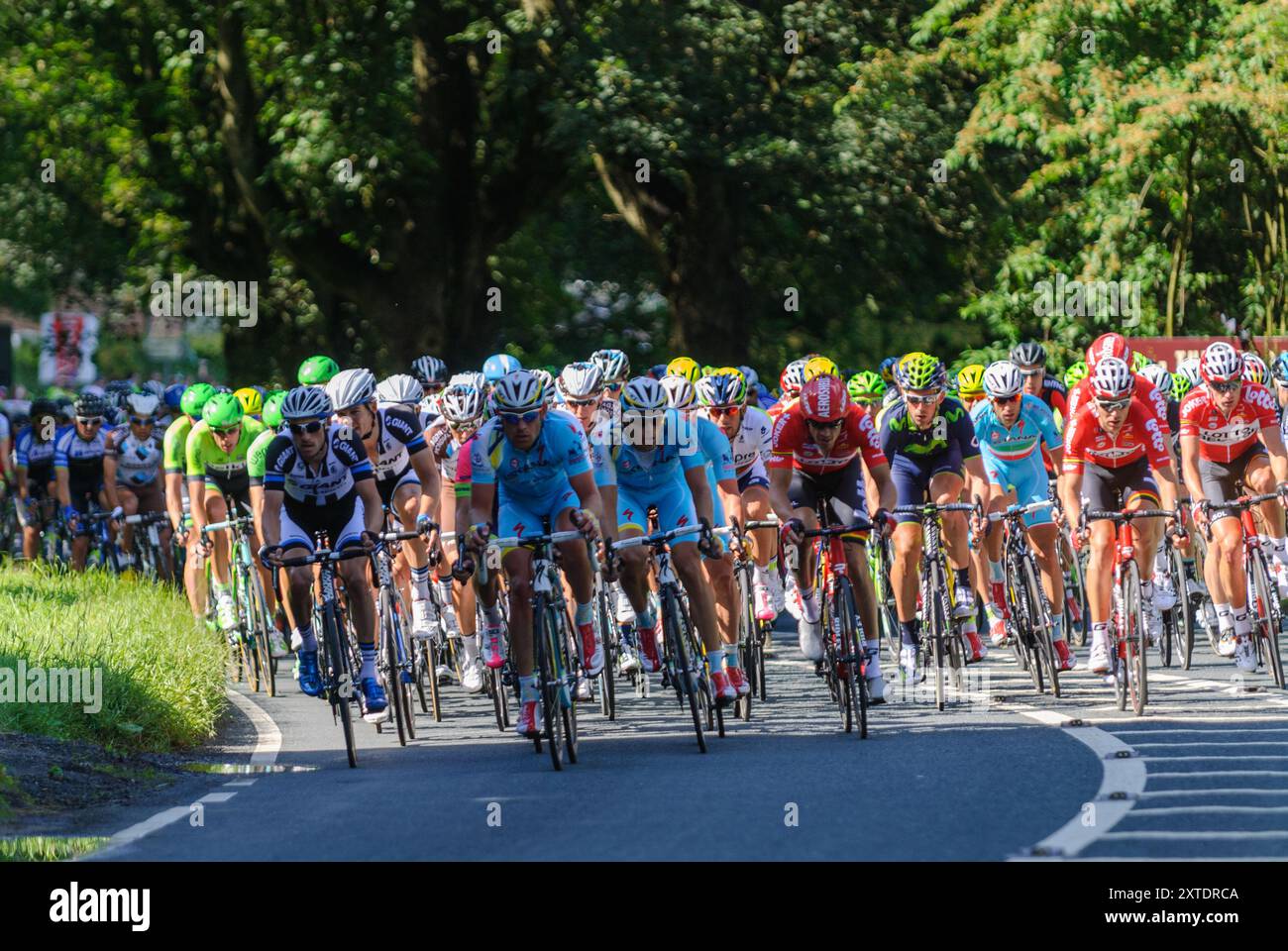 Tor de France, le Grand départ - course cycliste en direction du sud de Ripon à Harrogate dans le Yorkshire du Nord Banque D'Images Tor de France, le Grand départ - course cycliste en direction du sud de Ripon à Harrogate dans le Yorkshire du Nord Banque D'Images