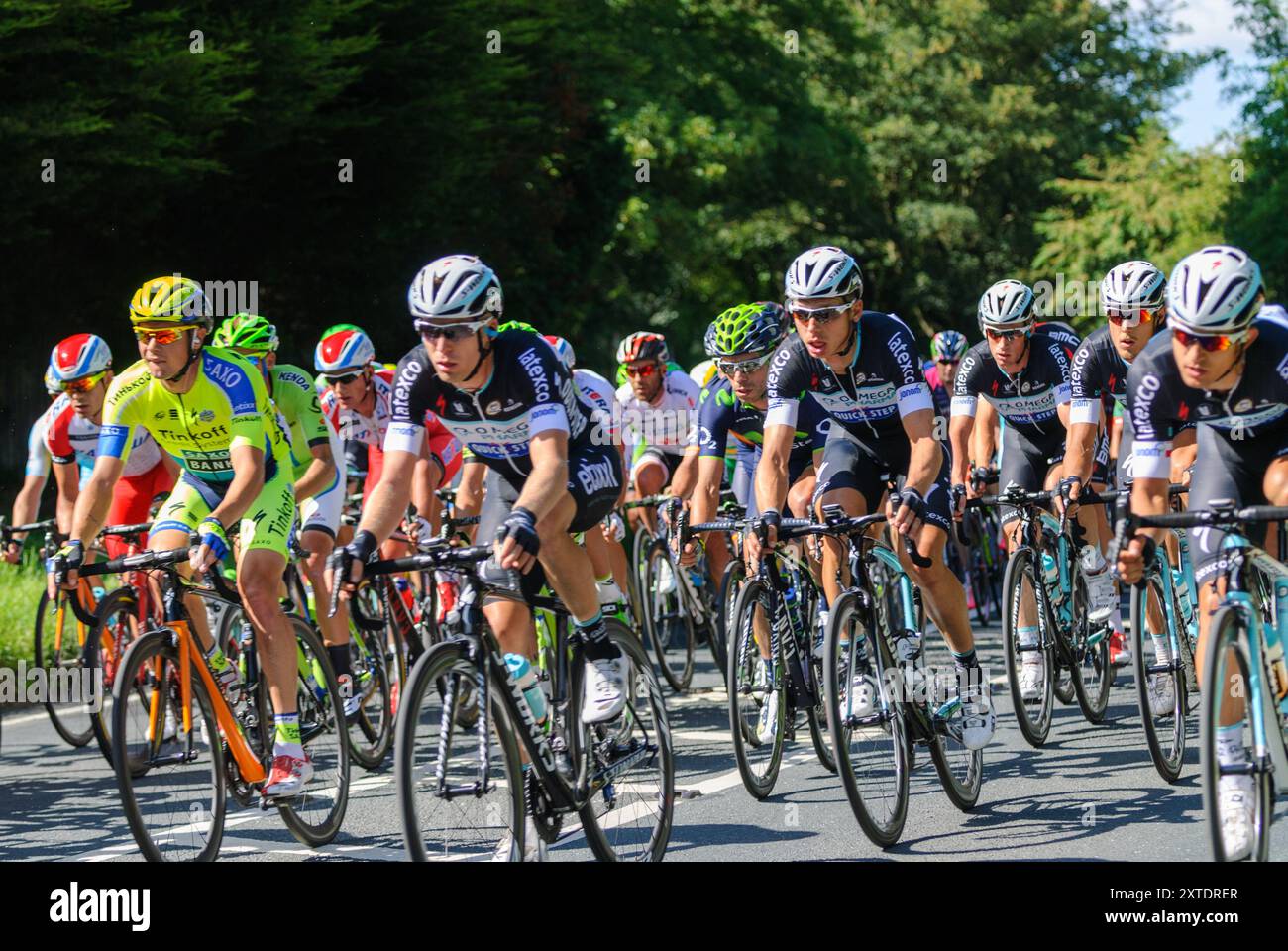 Tor de France, le Grand départ - course cycliste en direction du sud de Ripon à Harrogate dans le Yorkshire du Nord Banque D'Images Tor de France, le Grand départ - course cycliste en direction du sud de Ripon à Harrogate dans le Yorkshire du Nord Banque D'Images
