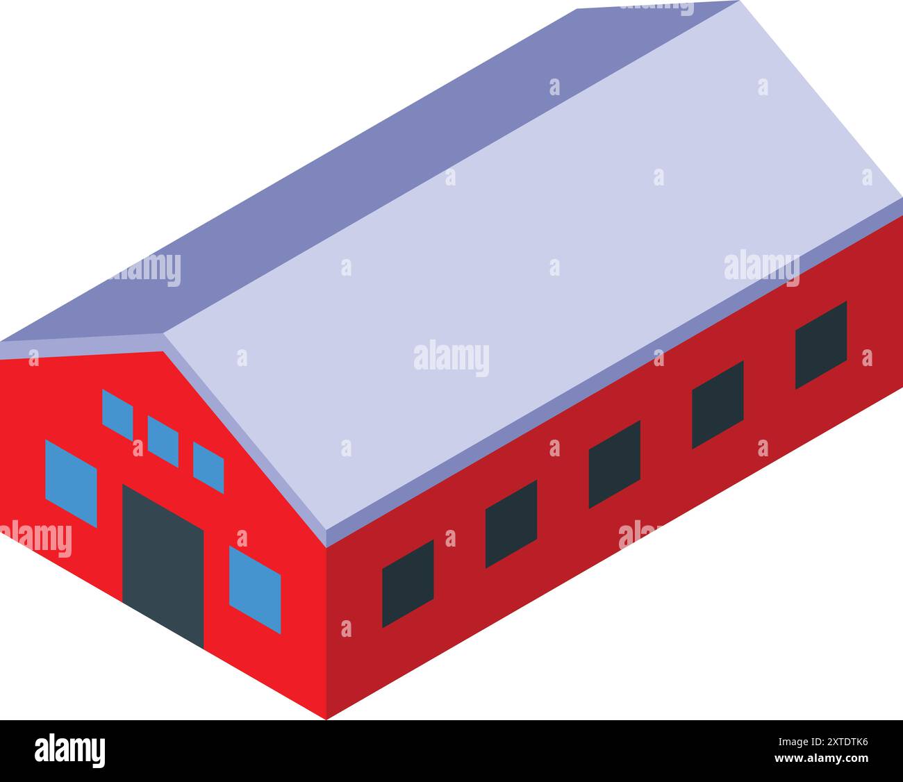 Bâtiment de grange rouge debout sur la ferme, bâtiment de stockage agricole en projection isométrique Illustration de Vecteur