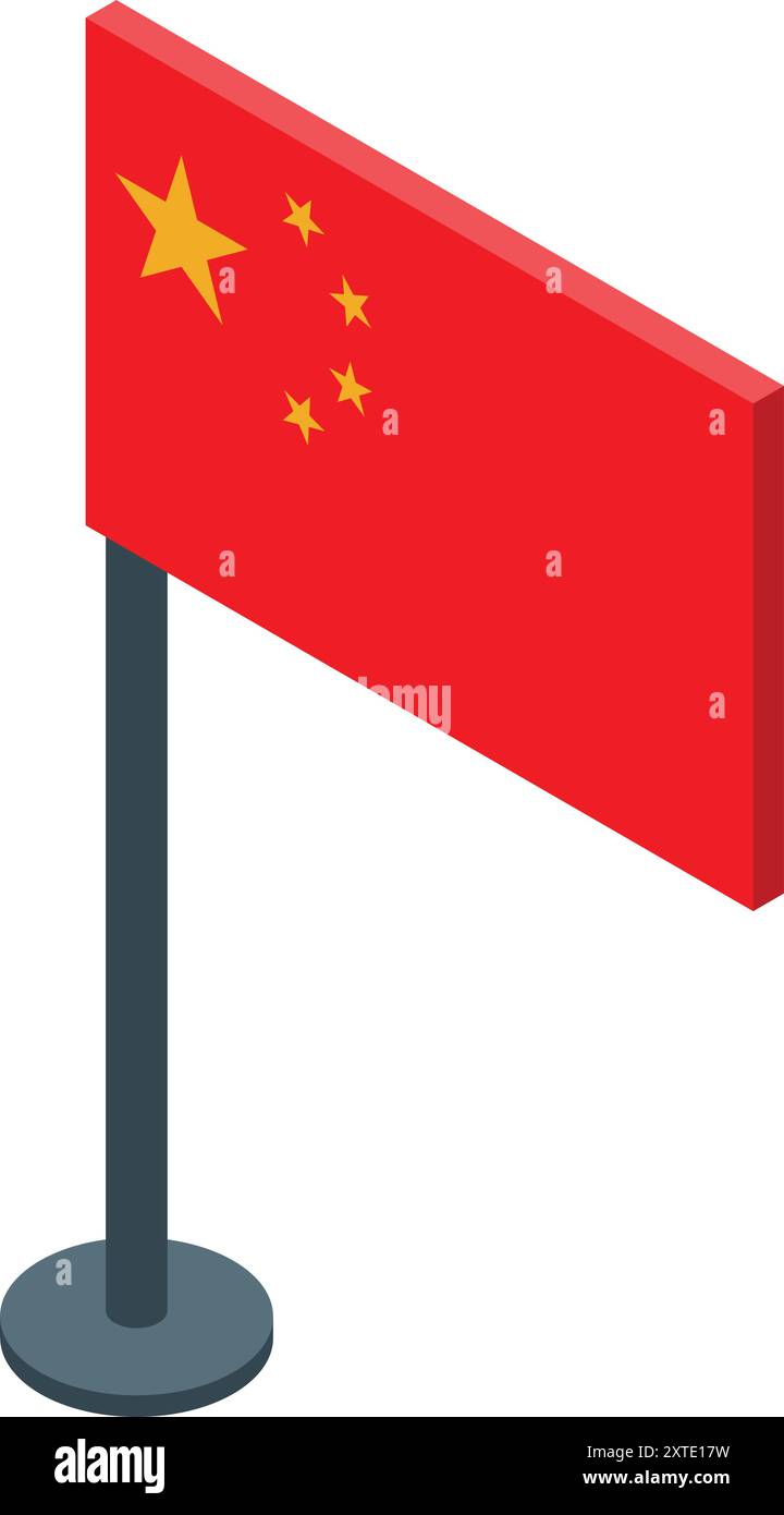 Illustration isométrique 3d du drapeau de chine agitant dans le vent Illustration de Vecteur