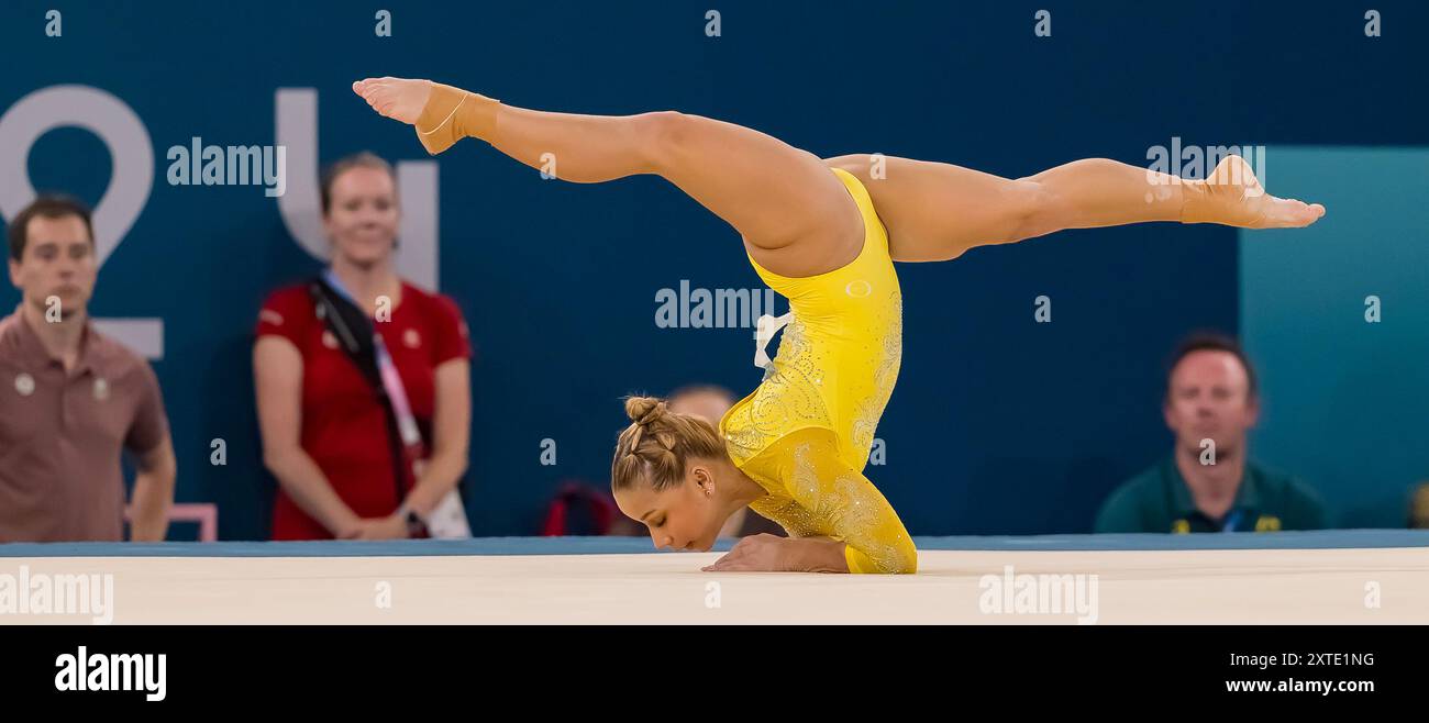 Paris, Ile de France, France. 1er août 2024. FLAVIA SARAIVA (BRA), du Brésil, participe à la finale de gymnastique artistique féminine à la Bercy Arena lors des Jeux olympiques d'été de 2024 à Paris, France. (Crédit image : © Walter Arce/ZUMA Press Wire) USAGE ÉDITORIAL SEULEMENT! Non destiné à UN USAGE commercial ! Banque D'Images