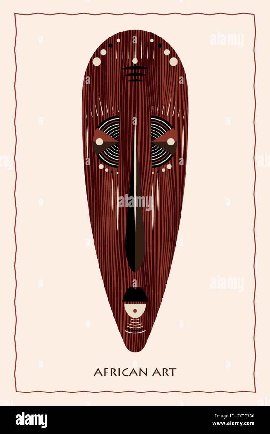 Masque africain rituel tribal ethnique plat illustration vectorielle masque exotique primitif des sauvages. Gravure vintage de design d'art. Aztec Afro Art Indian Maya Illustration de Vecteur