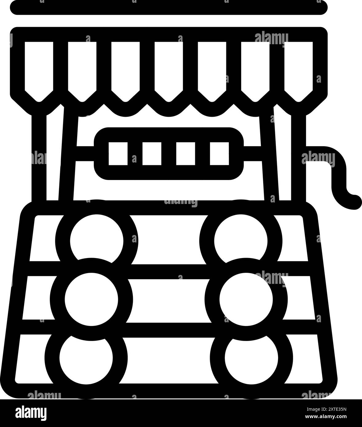 Chariot de nourriture de rue servant des hot-dogs avec ketchup et moutarde en cours de préparation pour les clients Illustration de Vecteur