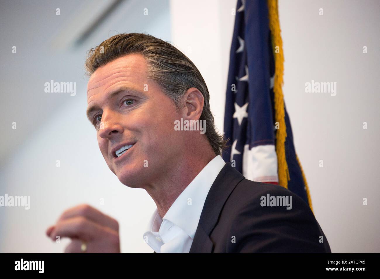 Lieutenant Gov. Gavin Newsom, le premier leader parmi de nombreux candidats dans la course au poste de gouverneur de 2018 Banque D'Images