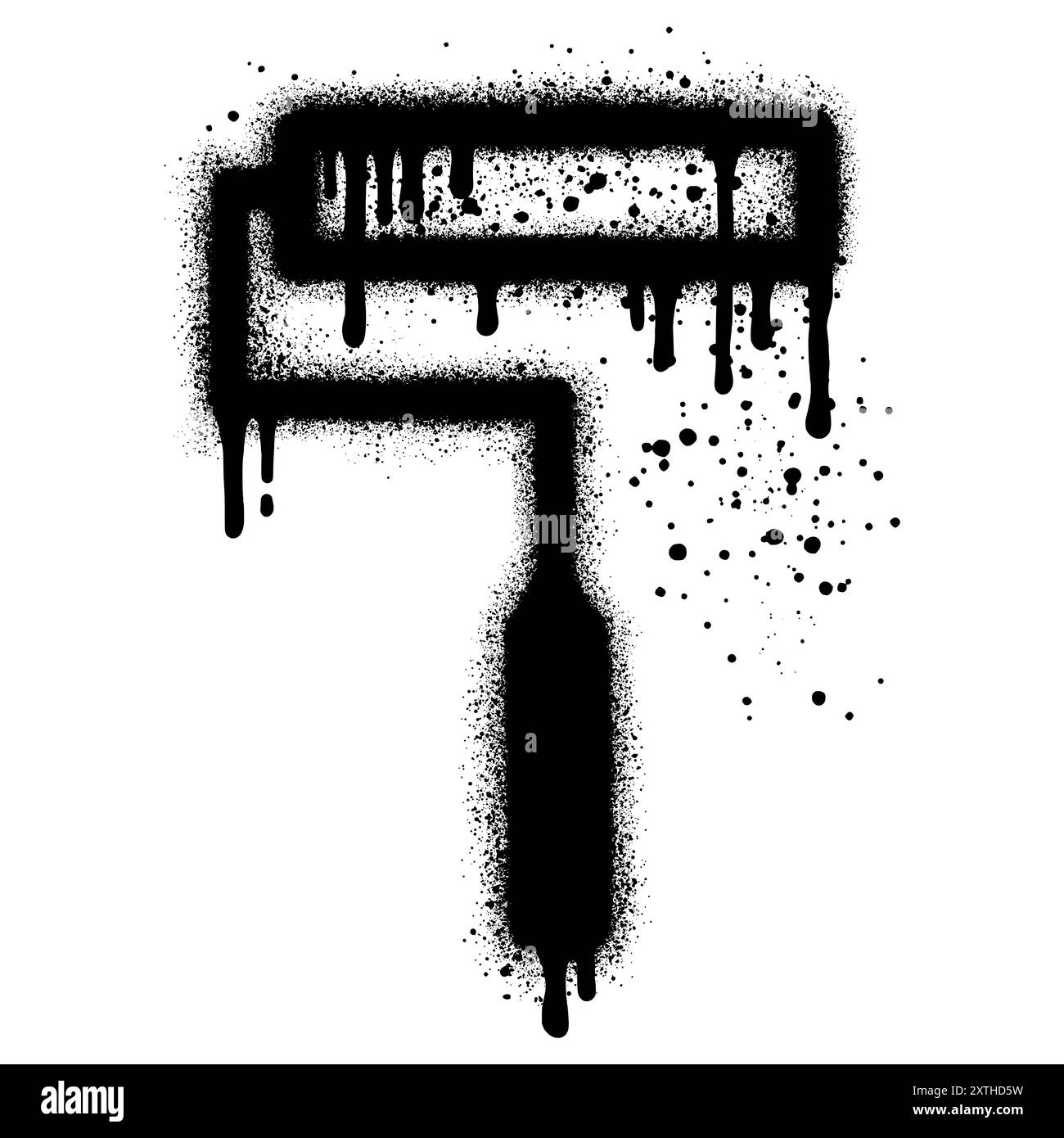 Peindre des graffitis de rouleau avec de la peinture noire en aérosol. illustration vectorielle. Illustration de Vecteur