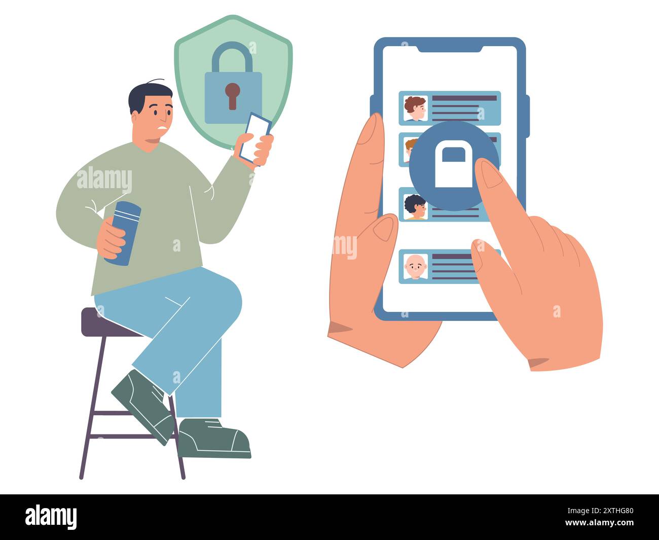 vérification de l'authentification à deux facteurs illustration de l'icône de conception de synchronisation du cryptage de verrouillage de sécurité mobile Illustration de Vecteur