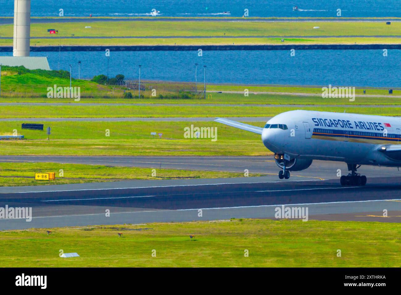 Avion à l'aéroport de Sydney (Kingsford Smith) à Sydney, Australie. Photo : un jet Singapore Airlines. Banque D'Images