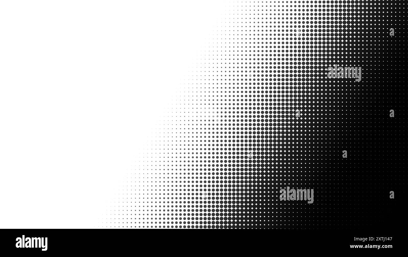 Motif demi-ton noir sur fond blanc. Fond abstrait demi-teinte plein format haute résolution avec espace de copie. Motif en pointillés pour modèle etc Banque D'Images