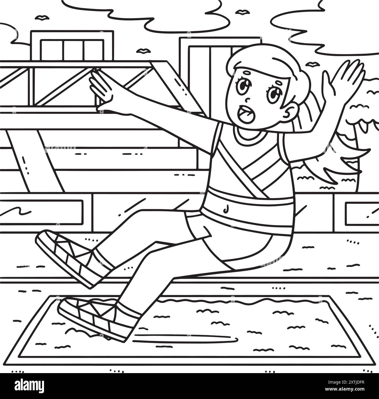 Piste et champ femelle atterrissage sur Sandpit Coloring Illustration de Vecteur