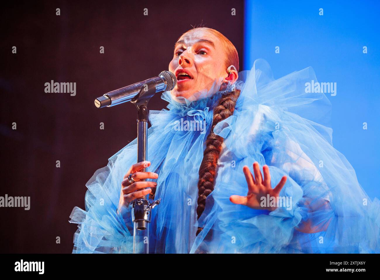 Oslo, Norvège. 10 août 2024. La chanteuse norvégienne Gabrielle donne un concert lors du festival de musique norvégien Oyafestivalen 2024 à Oslo. Banque D'Images