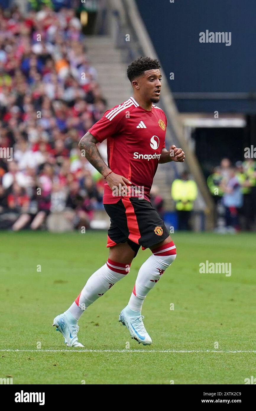Manchester United Jadon Sancho lors du match amical de pré-saison des Glasgow Rangers FC contre Manchester United FC au Scottish Gas Murrayfield Stadium, Édimbourg, Écosse, Royaume-Uni le 20 juillet 2024 Banque D'Images