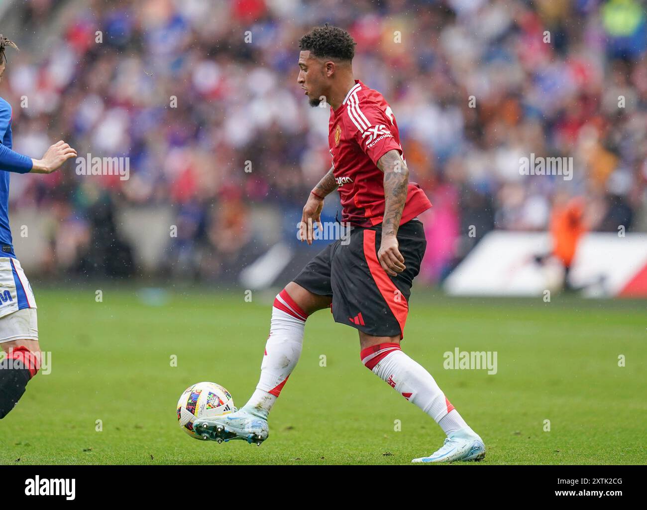 Manchester United Jadon Sancho lors du match amical de pré-saison des Glasgow Rangers FC contre Manchester United FC au Scottish Gas Murrayfield Stadium, Édimbourg, Écosse, Royaume-Uni le 20 juillet 2024 Banque D'Images