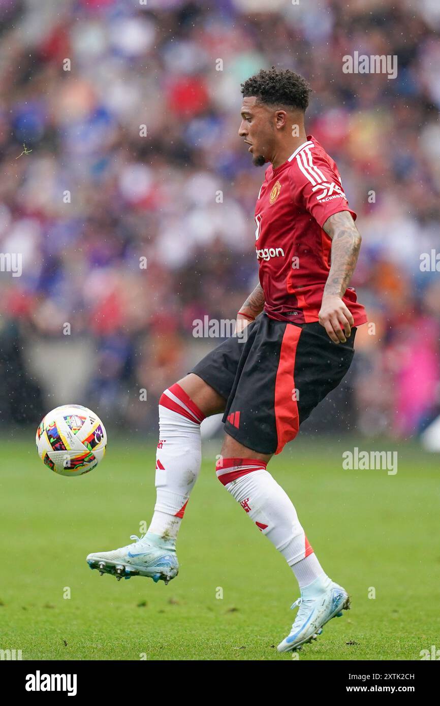 Manchester United Jadon Sancho lors du match amical de pré-saison des Glasgow Rangers FC contre Manchester United FC au Scottish Gas Murrayfield Stadium, Édimbourg, Écosse, Royaume-Uni le 20 juillet 2024 Banque D'Images