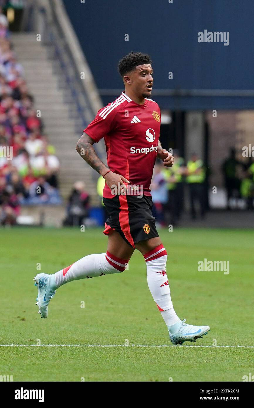 Manchester United Jadon Sancho lors du match amical de pré-saison des Glasgow Rangers FC contre Manchester United FC au Scottish Gas Murrayfield Stadium, Édimbourg, Écosse, Royaume-Uni le 20 juillet 2024 Banque D'Images