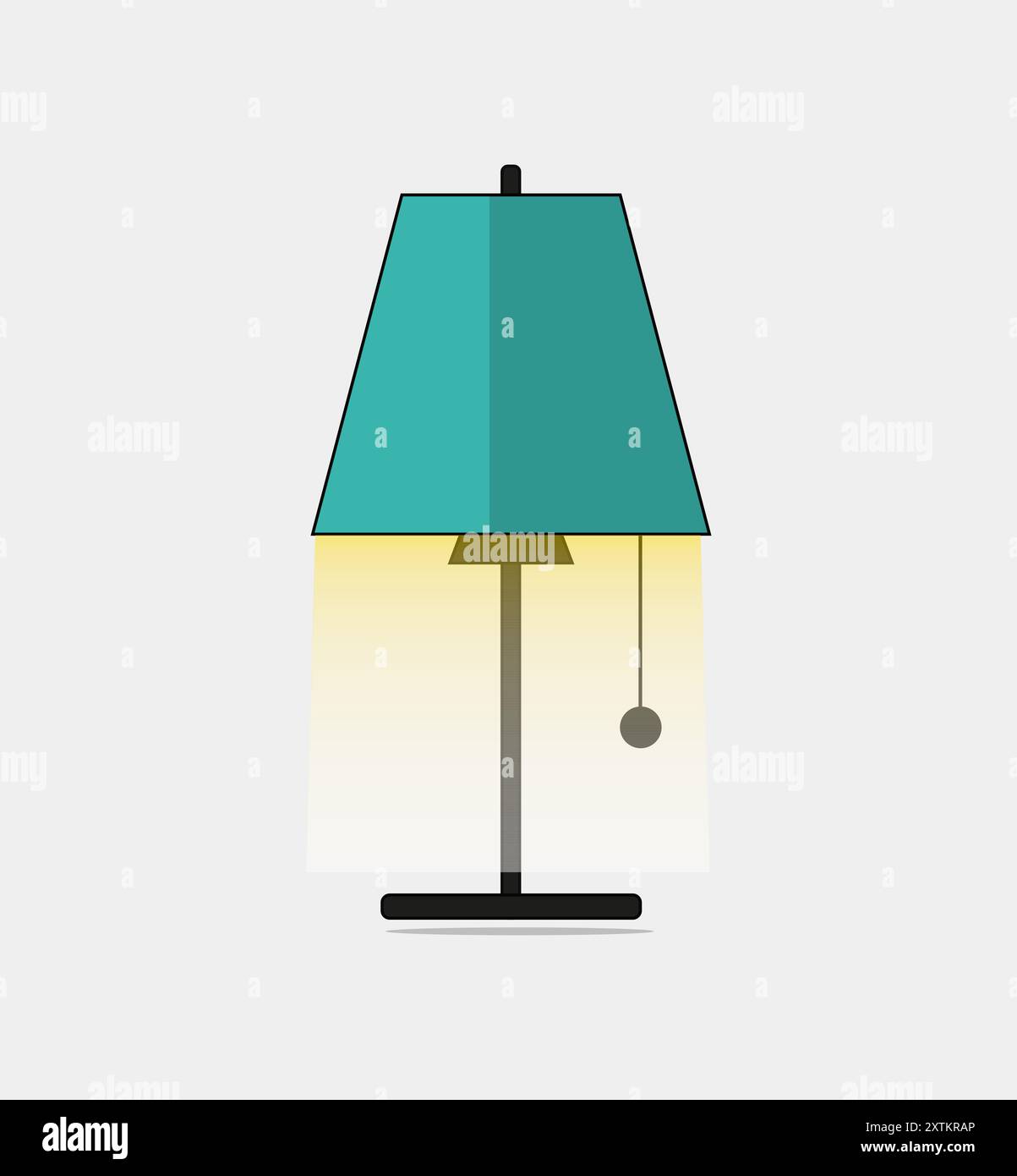 Une lampe classique avec une lueur chaude, une base élégante et un abat-jour simple, projetant des ombres douces dans un cadre confortable. Banque D'Images