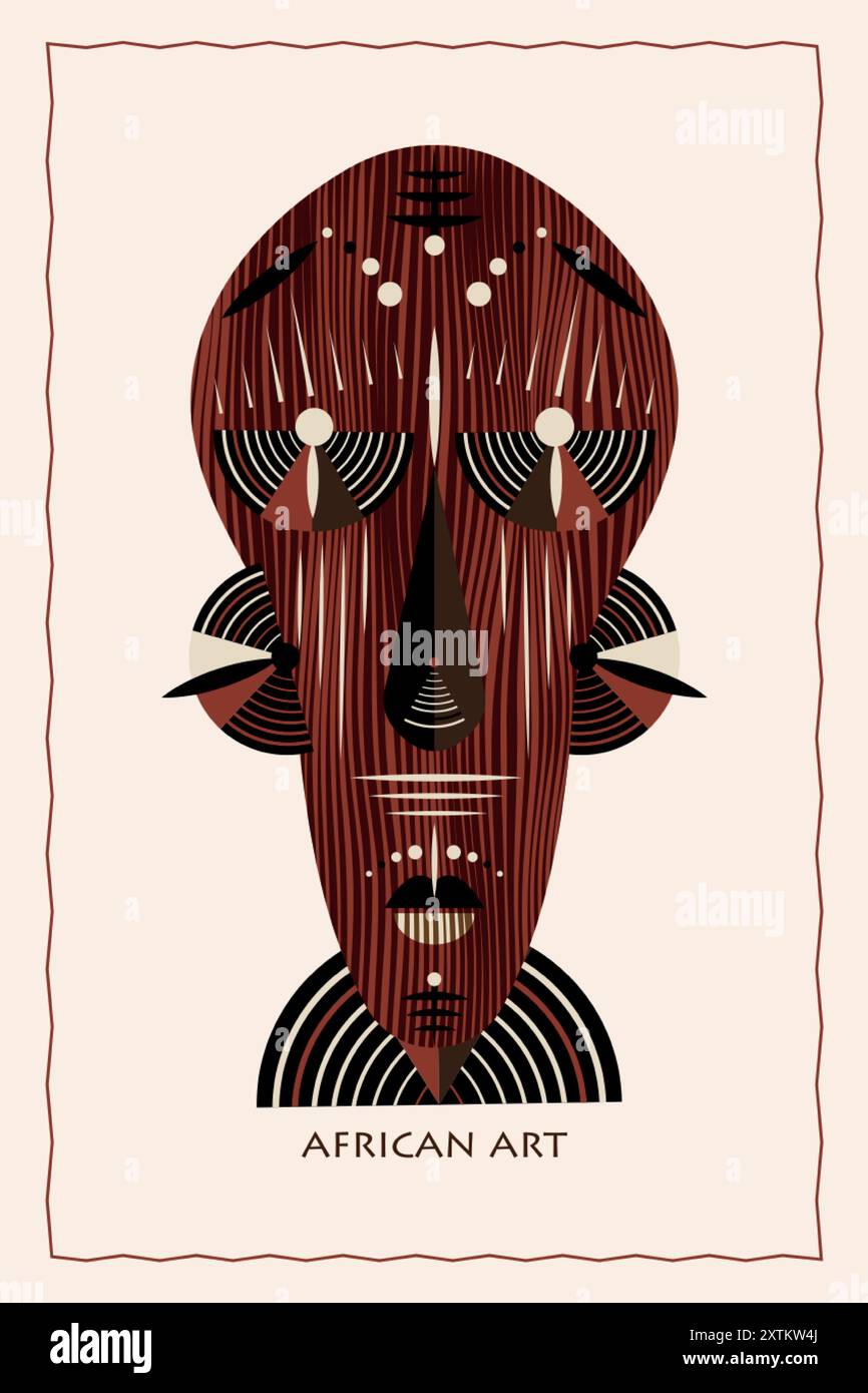 Masque africain rituel tribal ethnique plat illustration vectorielle masque exotique primitif des sauvages. Gravure vintage de design d'art. Aztec Afro Indian Maya Illustration de Vecteur