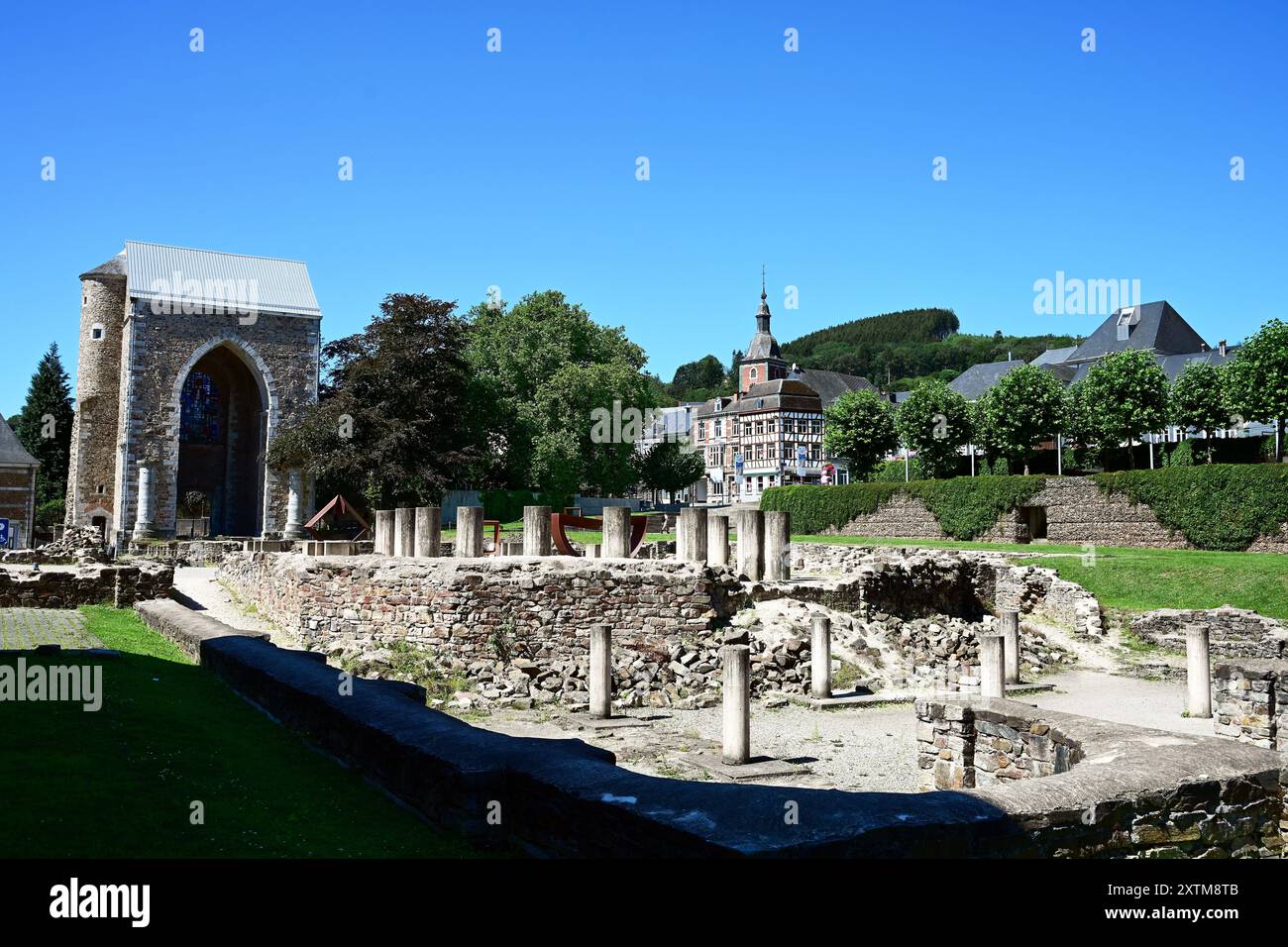 Vestiges de la cathédrale historique près de l'abbaye de Stavelot Banque D'Images