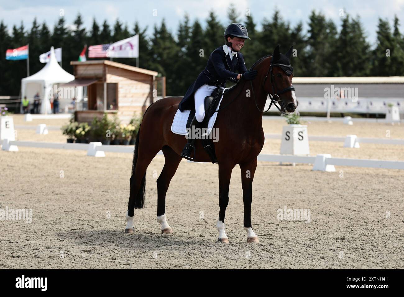 Gesves, Belgique, 15 août 2024, Nina HUT des pays-Bas avec Carthageno pendant le dressage du CCIO4*-NC-S · Prix Adeps au concours complet International d'Arville le 15 août 2024, Gesves, Belgique (photo de Maxime David - MXIMD Pictures) Banque D'Images