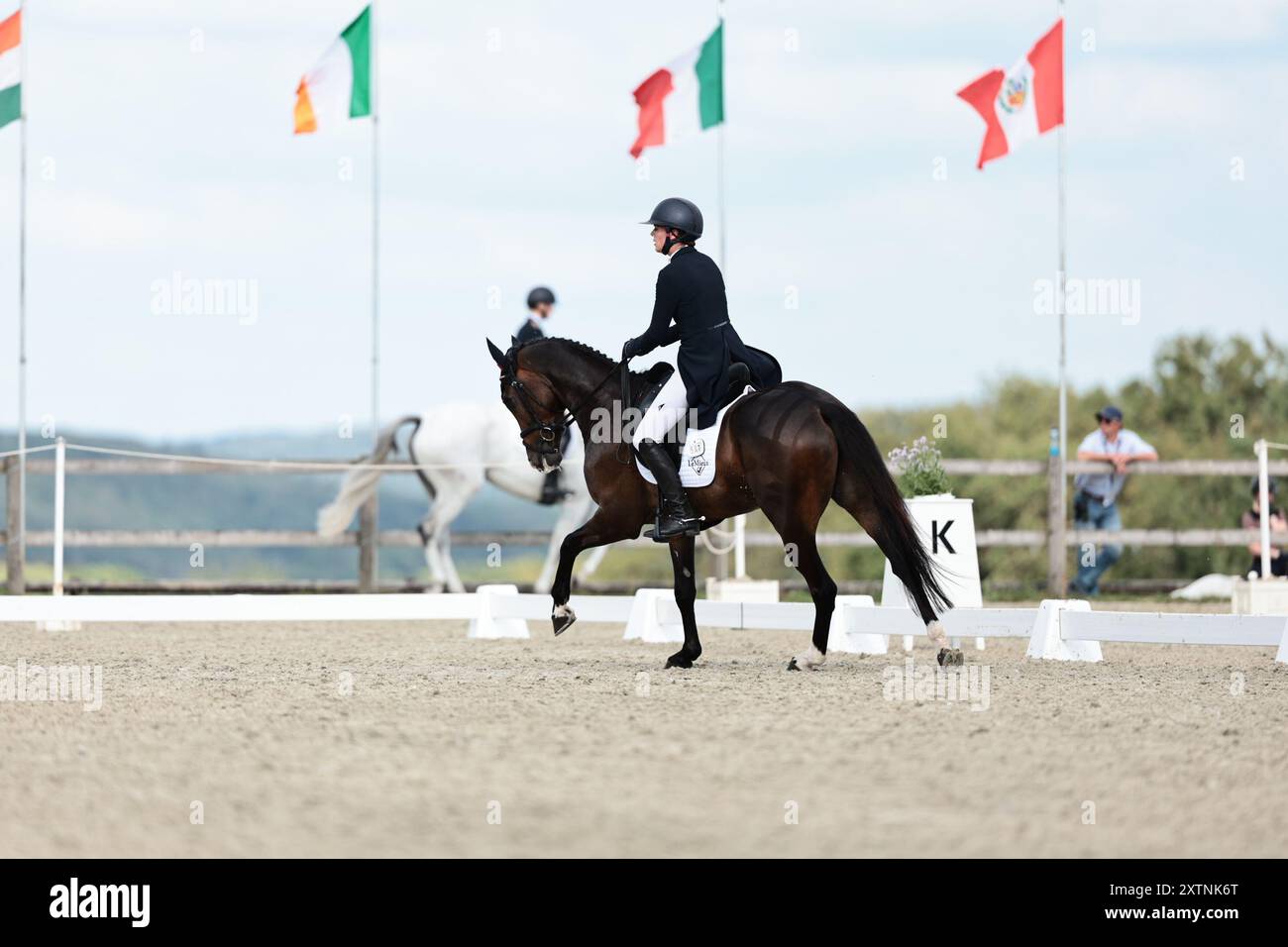 Gesves, Belgique, 15 août 2024, Hallie COON des Etats-Unis avec Lucky Fortuna lors du dressage du CCIO4*-NC-S · Prix Adeps au concours complet International d'Arville le 15 août 2024, Gesves, Belgique (photo de Maxime David - MXIMD Pictures) Banque D'Images