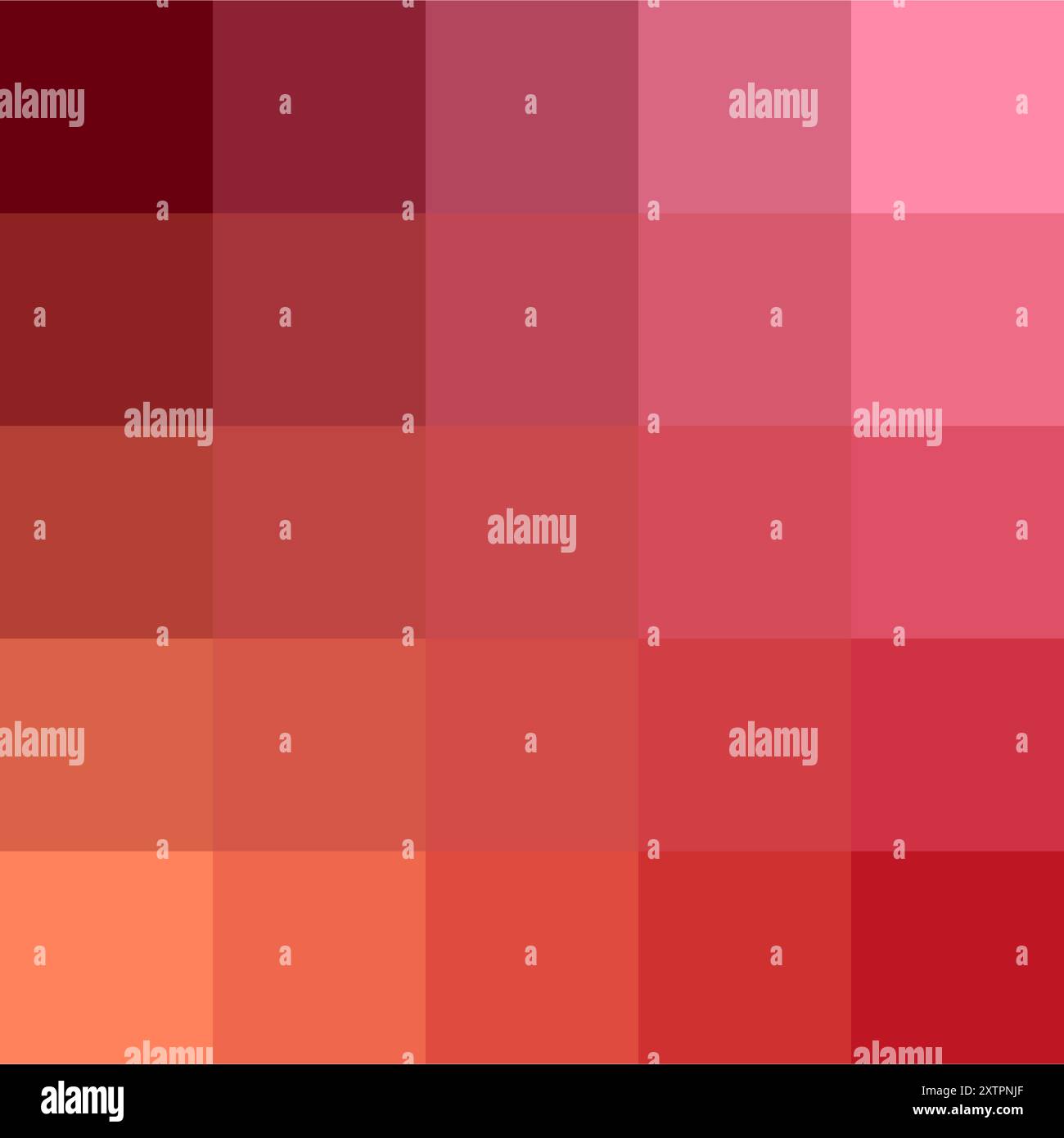 Palette de couleurs rouges. Différentes nuances. Carrés de dégradé. Graphique vectoriel. Illustration de Vecteur