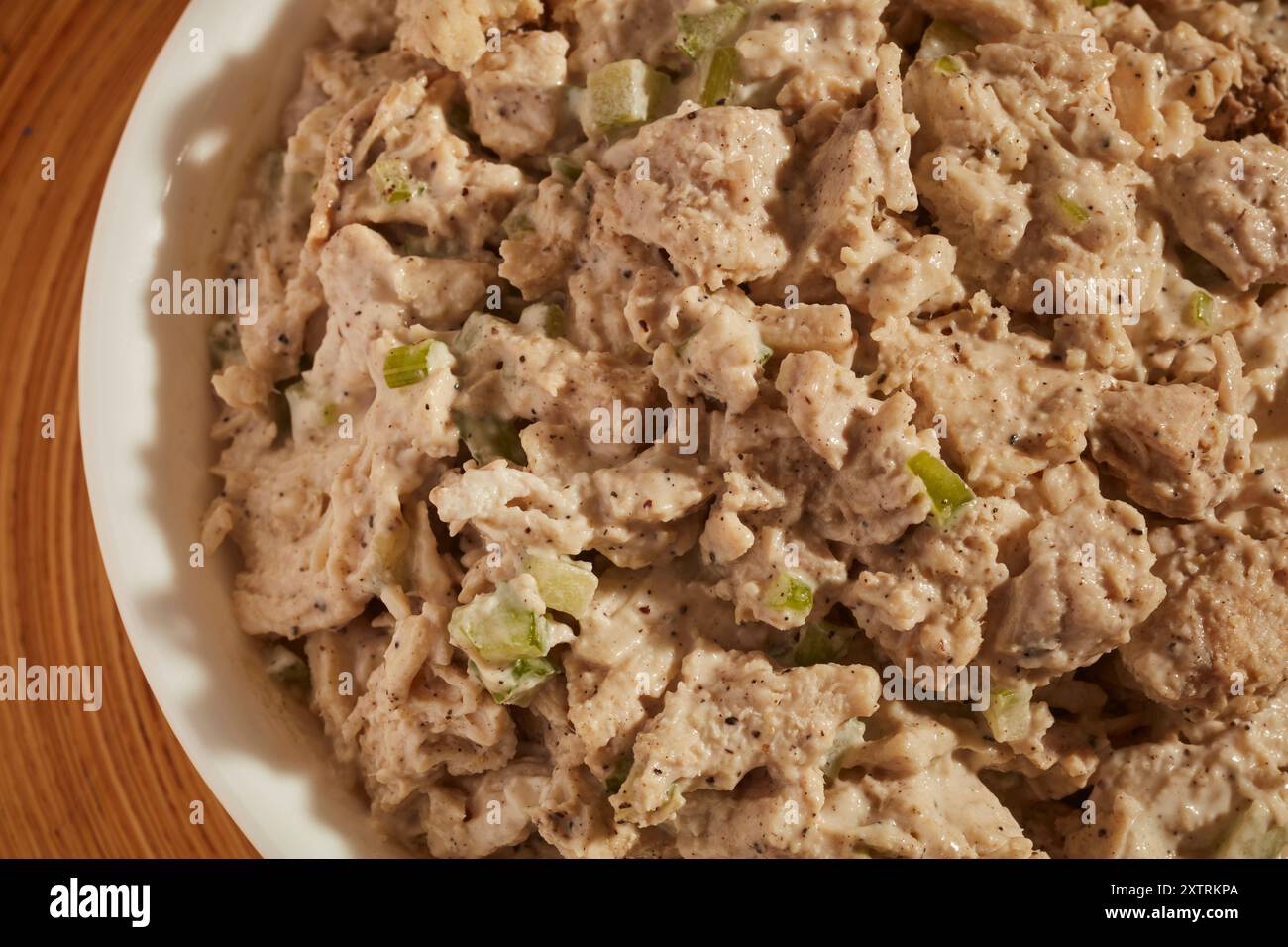 Salade de poulet de style épicerie américaine, généralement servie froide et souvent utilisée comme garniture de sandwich. Banque D'Images