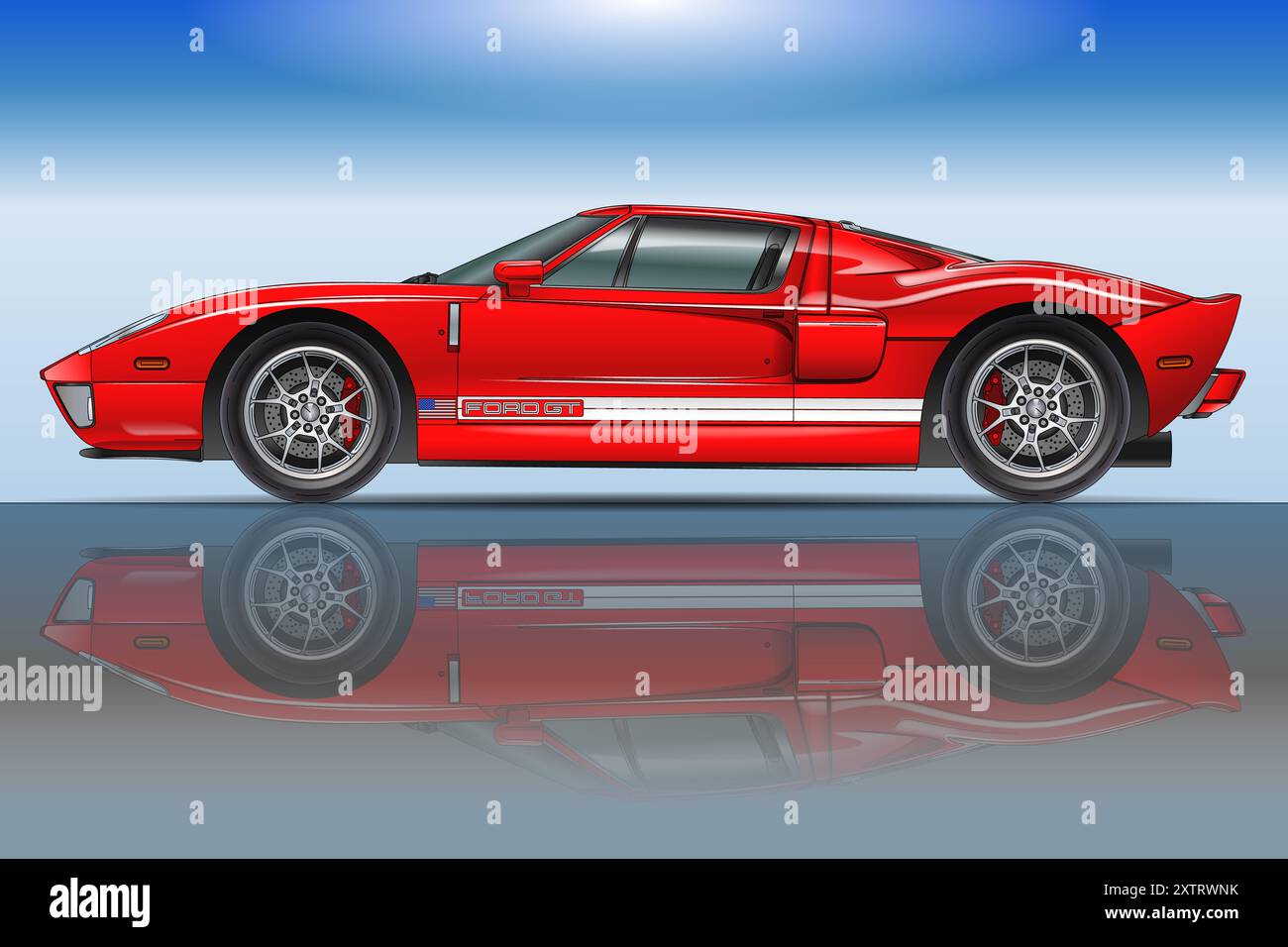 États-Unis, USA, année 2004, voiture de sport Ford GT, modèle 2004, voiture vintage et classique, illustration Banque D'Images
