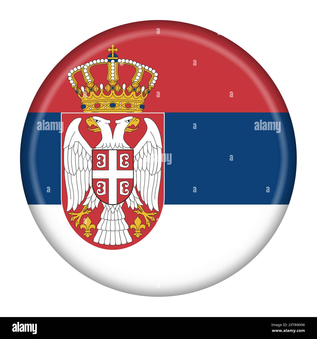 Illustration du bouton drapeau Serbie avec chemin de détourage Banque D'Images