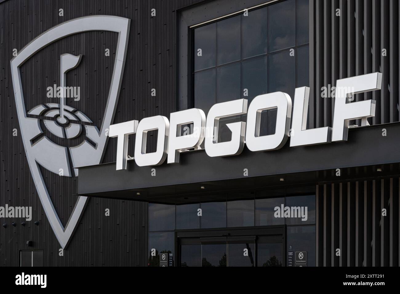 Topgolf signalisation de bâtiment à Topgolf Atlanta - Buford à Buford, Géorgie. (ÉTATS-UNIS) Banque D'Images