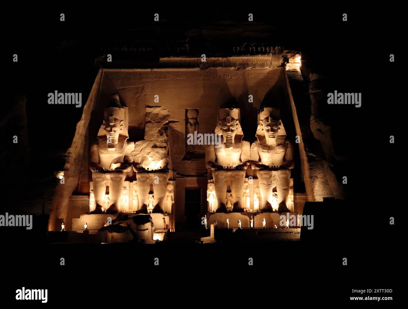 Le spectacle son et lumière au temple Abu Simbel à Assouan, Egypte Banque D'Images