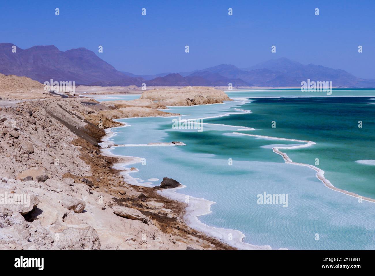 Côte salée du lac Assal, Djibouti Banque D'Images