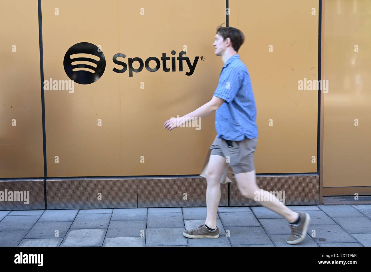 Stockholm, Suède - 30 juillet 2024 : siège de Spotify à Stockholm. Banque D'Images